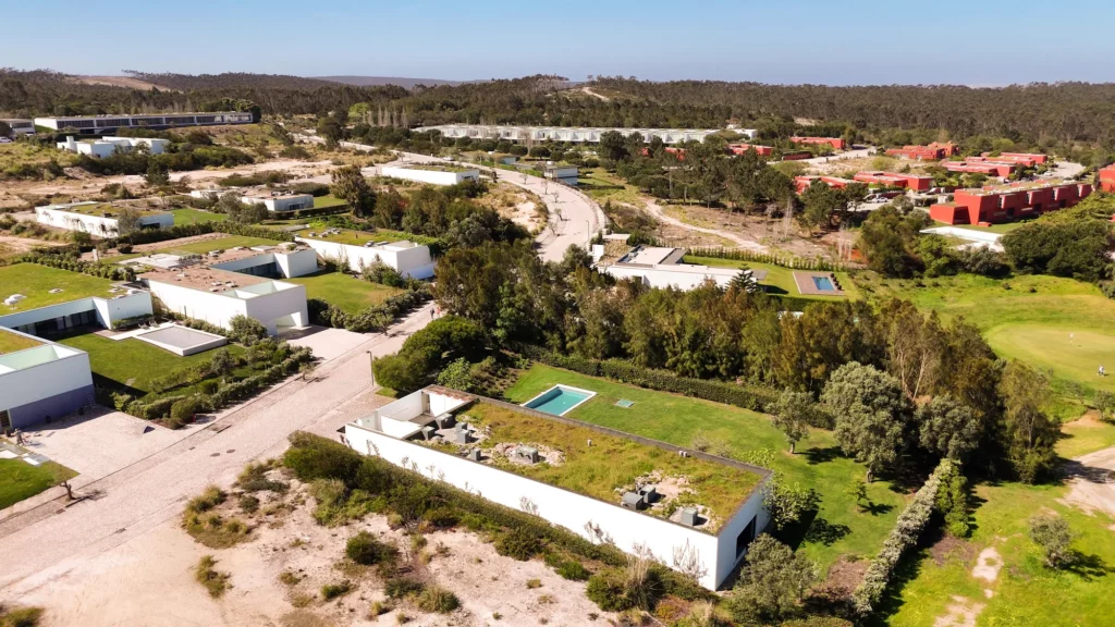 Vista aérea de la villa y su entorno